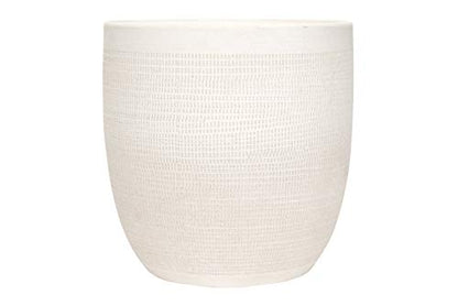 Creative Co-Op Large Matte White Embossed Stoneware Planter - color: Matte White