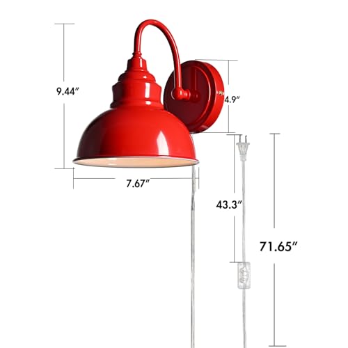 Mini Gooseneck Wall Sconce, 2-Way Mount with Switch, Red - color: Red