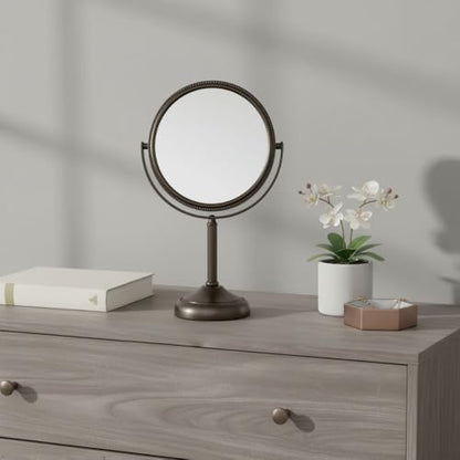 JERDON 6" Tabletop Makeup Mirror - 10X Magnification - Bronze - JP910BZP - color: Bronze