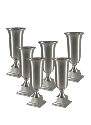 Serene Spaces Living Gold Pedestal Bowl/Urn - Add Fruit or Treats for a Table Centerpiece with Rich Gold Color, Ideal for Home Decor, Weddings, Parties, Events (Silver, Pedestal Urn (Pack 6)) - color: Silver, Pedestal Urn (Pack 6)