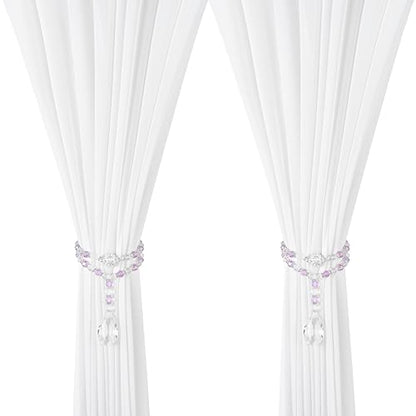 SUQ I OME Luxury Crystal Beaded Magnetic Curtain Tieback, Purple - color: Purple