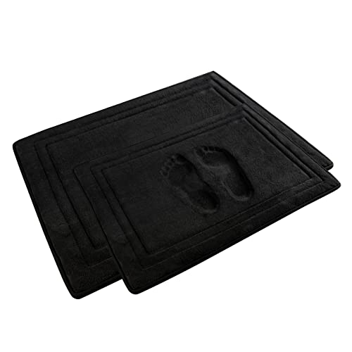 Black Bathroom Rug Set 2 Piece Memory Foam Microfiber Bath Mat - color: Black, size: 17 in x 24 in and 20 in x 32 in