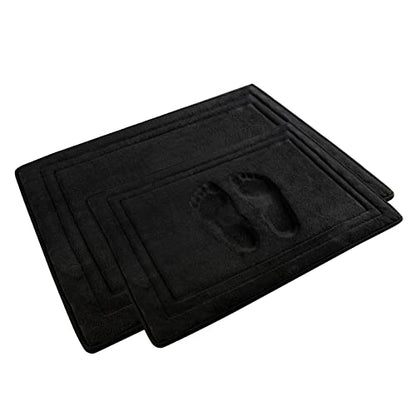 Black Bathroom Rug Set 2 Piece Memory Foam Microfiber Bath Mat - color: Black, size: 17 in x 24 in and 20 in x 32 in