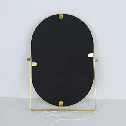 Tstarer Oval Vanity Mirror with Stand,Metal Frame,(Gold, 5.9 x 8.9 inches) - color: Gold, size: 8.9"L x 5.9"W