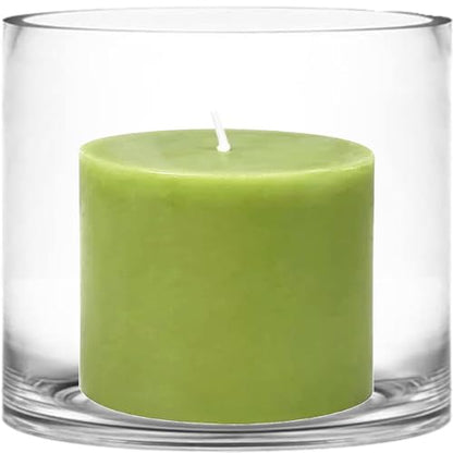 CYS Excel Glass Cylinder Vase – 7" Wide x 6" Tall | Best for 3” Pillar Candles and Floating Candles | Hurricane Candle Holder & Flower Centerpiece - size: 7" wide x 6" tall