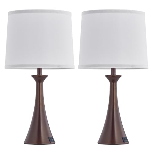 Touch Table Lamps Set of 2, 21" Bedside Lamps with USB C+A, Brown - color: Brown 2pcs