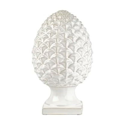 Elements 6.54x6.54x10.94 Inch White Ceramic Pinecone Figurine Durable Design for Everyday Use in Home Kitchen Dining and Entertaining Settings