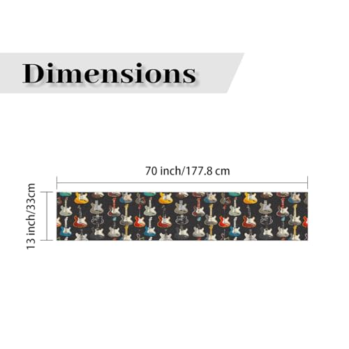 AUUXVA Table Runner Music Guitar Pattern Durable Luxury Dresser Scarf Tabletop Cloth for Wedding Dining Table Holiday Party Kitchen Home Decoration 13x70in - color: Guitar Pattern, size: 13x70(in)