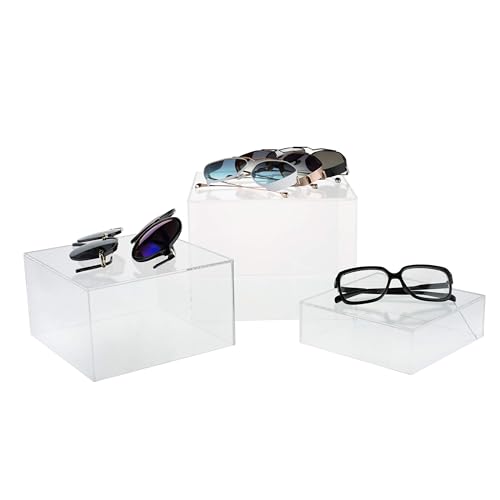 Red Co. Set of 3 Crystal Clear Acrylic Cube Display Nesting Risers with Hollow Bottoms, Transparent - color: Clear, size: 6",7",8" - 1 Pack