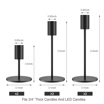 zeochyni Black Taper Candle Holder Metal Candlestick Holders Set of 6 - color: Black, size: Set of 6