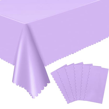 NatNarr 6 Pack Light Purple Tablecloths, Plastic Lavender Table Cloths - color: Light Purple, size: 6 Pack