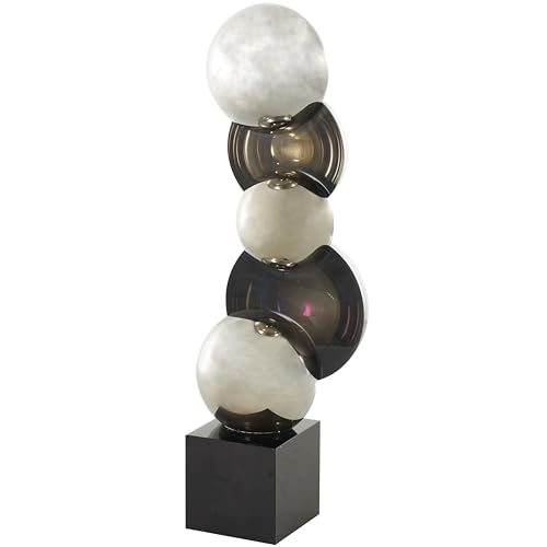 Deco 79 Glass Abstract Decorative Sculpture Stacked Orb Home Decor Statue with Black Base, Accent Figurine 5" x 4" x 16", Black - size: 5" x 4" x 16"