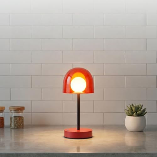 Cordless Table Lamp, Rechargeable Battery Operated Touch Control, Red - color: Red