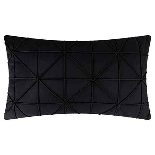 JWH Velvet Pillow Cover, Black, 14x24 Inch - color: Black, size: 24" x 14" (Pack of 1)