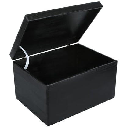 Creative Deco Large Black Wooden Box Storage with Hinged Lid - color: Black, size: XXL | No Handles