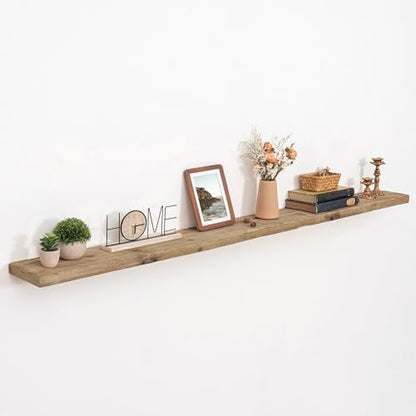 72 inch Floating Shelves for Wall, 8" Deep Rustic Reclaimed Barnwood Shelves, Floating Shelf Wall Hanging Shelves with Invisible Heavy-Duty Metal Bracket | Wall Mounted | Farmhouse Style, 1PC,Natural - color: Distressed Natural, size: 72inches-1P