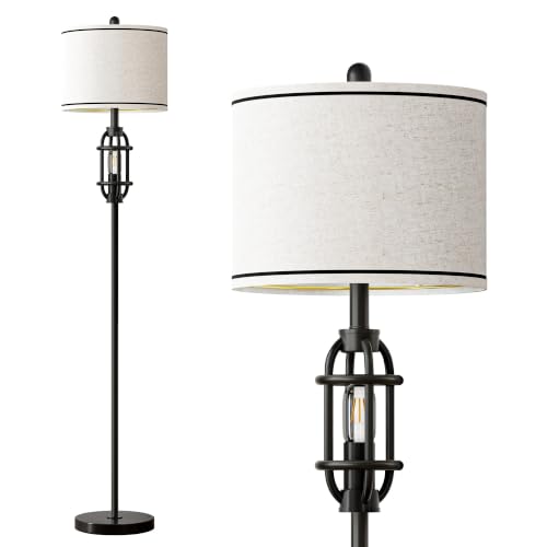 62.5" Floor Lamp for Living Room Industrial Black Standing Tall Lamp - color: Black