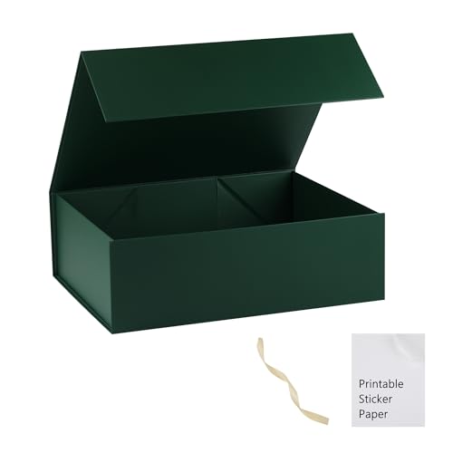 Green Gift Box,10x7.3x3.5 Gift Boxes With Lids For Presents Includes Ribbon And Diy Printable Sticker Paper,Bridesmaid Proposal Box,Magnetic Gift Box For Birthday,Wedding,Graduation - color: 10x7.3x3.5inch-Green-Pack 1