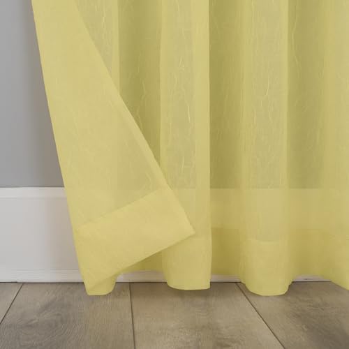 No. 918 Erica Crushed Sheer Voile Grommet Curtain Panel - color: Yellow, size: 51"W x 63"L (Pack of 1)