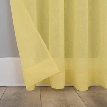 No. 918 Erica Crushed Sheer Voile Grommet Curtain Panel - color: Yellow, size: 51"W x 63"L (Pack of 1)