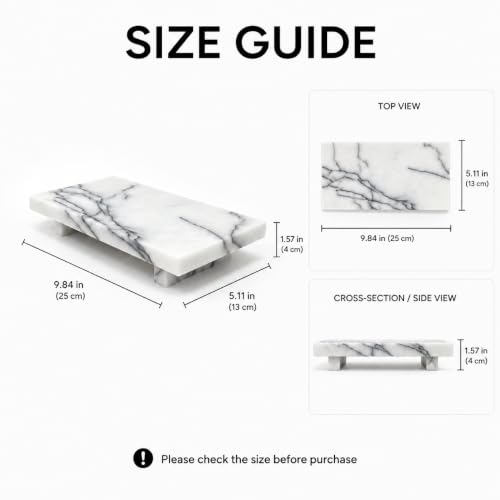 White Marble Pedestal Tray, 9.84-Inch Organizer for Vanity and Bathroom - color: Snow Plum Marble-9.84 in