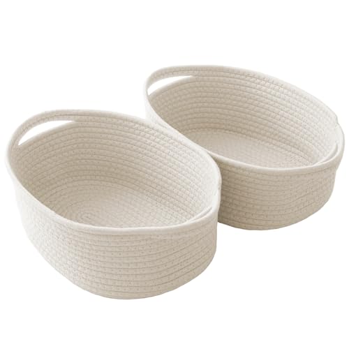 JMvicyroam Small Woven Basket, Empty Gift Basket, White/2 Pack - color: White, size: 2 Pack