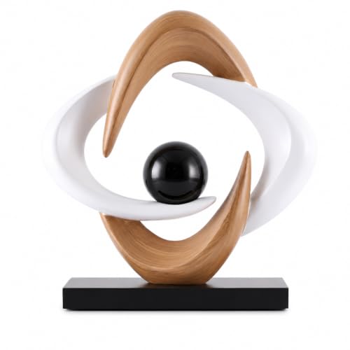 Abstract Art Sculpture, Resin Gold Decorative Statue, Modern White Ornaments for Living Room, Decorativas Modernas for Coffee Table/Entryway/Office Collectibles (Wood&White) - color: Wood&white