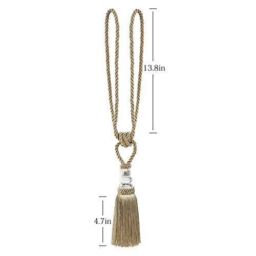BEL AVENIR 4 Pack Curtain Tiebacks Hand-Woven Holdbacks Tassels Tiebacks - color: Golden, size: 4 Pack