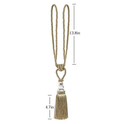 BEL AVENIR 4 Pack Curtain Tiebacks Hand-Woven Holdbacks Tassels Tiebacks - color: Golden, size: 4 Pack