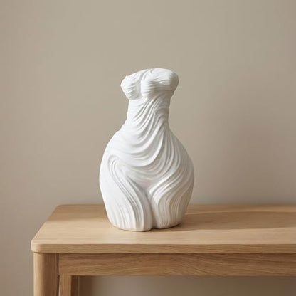 Modern Freeform Resin Sculpture Accent for Living Room Decor, 16", White
