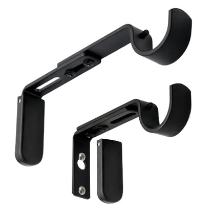 Adjustable Curtain Rod Brackets for Wall 5 inch, Heavy Duty, 2 Pack, Black - color: Black - Set of 2
