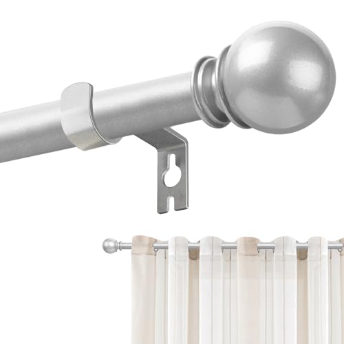 Silver Curtain Rods for Windows 28-48 Inch,5/8"Heavy Duty Small Curtain Rod - color: Silver, size: 28-48"(1 Pack)