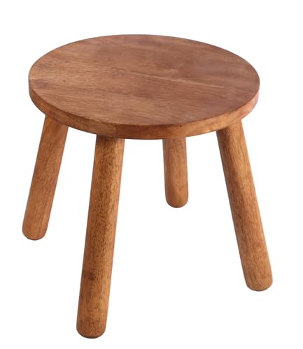 Round Solid Wooden Stool,Plant Stand,Step Stool,Walnut,11.8" H - color: Walnut, size: 11.8inch