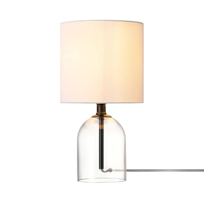 Globe Electric 15-Inch Table Lamp, Glass Base, Matte Black, White Linen Shade, Rotary Switch on Socket, 61000141 - color: Matte Black