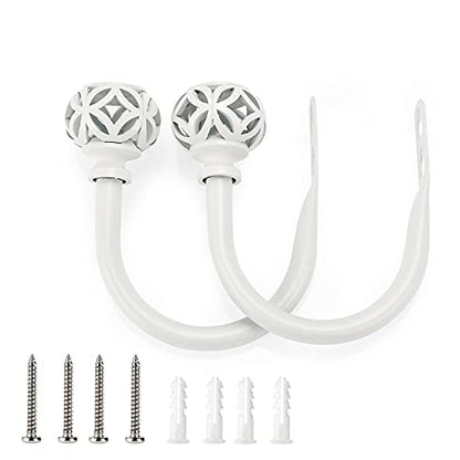 Sumnacon 2Pcs Aluminum Alloy Curtain Holdbacks - Wall Mounted Drapery Tiebacks with Screws, Decorative Curtain Holders for Bedroom Livingroom Bathroom Office Home Decor, White