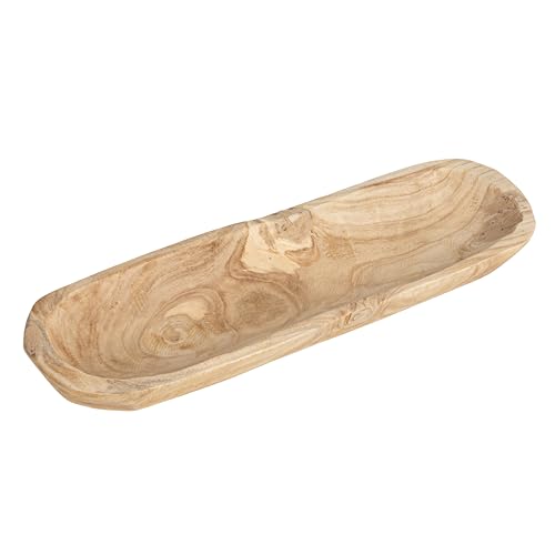 Creative Co-Op Oval Decorative Paulownia Wood Trug, Natural Finish - color: Natural Wood, size: 22.75" L