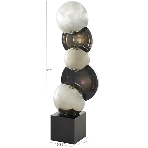 Deco 79 Glass Abstract Decorative Sculpture Stacked Orb Home Decor Statue with Black Base, Accent Figurine 5" x 4" x 16", Black - size: 5" x 4" x 16"