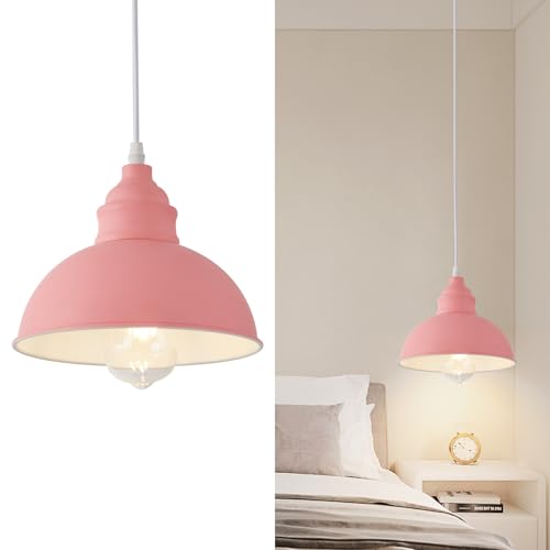 Plug in Pendant Light, 15FT Hanging Lights, On/Off Switch - color: Pink