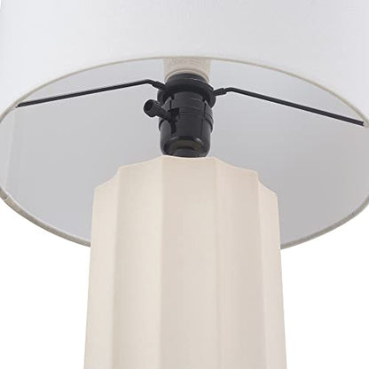 Globe Electric 20" Ribbed Concrete Finish Table Lamp with White Linen Shade - color: White, Doris