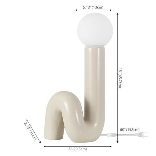 JONATHAN Y Katya 18" Scandinavian Ceramic Spiral Lamp, Light Gray - color: Light Gray
