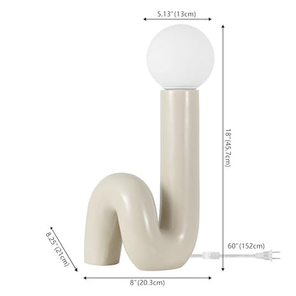 JONATHAN Y Katya 18" Scandinavian Ceramic Spiral Lamp, Light Gray - color: Light Gray