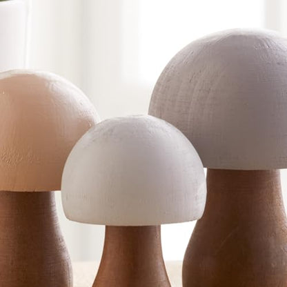 Your Heart's Content Neutral Wood Mushrooms, Set of 3 (Neutral Paint 3) - color: Neutral 3