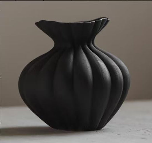 Ceramic Vase, Modern Boho Flower Vase for Home Decor, Unique Vase for Farmhouse Living Room Cabinet Table Centerpieces Wedding Decorations (Extra-Wide-Black) - size: Extra-Wide-Black