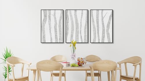 Large Framed Birch Tree Wall Art, Gray Abstract Forest Prints, 16"x24"x3 - color: gray, size: 16" X 24" X 3pcs Framed