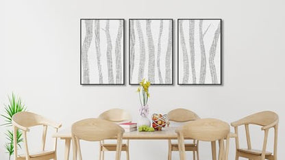 Large Framed Birch Tree Wall Art, Gray Abstract Forest Prints, 24"x36"x3 - color: gray, size: 24" X 36" X 3pcs Framed