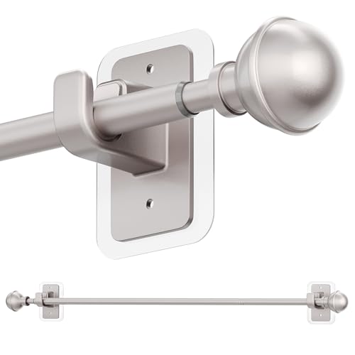 ENJOYBASICS Curtain Rods No Drilling for Renter, 28-60" Adjustable, Nickel - color: Nickel, size: 27-65"