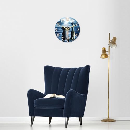 XNM Round Animal Operated Battery Wall Clock Modern 14 Inch - color: Blue, size: 14 Inch