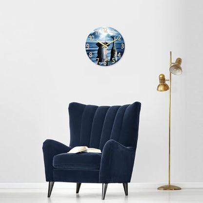 XNM Round Animal Operated Battery Wall Clock Modern 14 Inch - color: Blue, size: 14 Inch