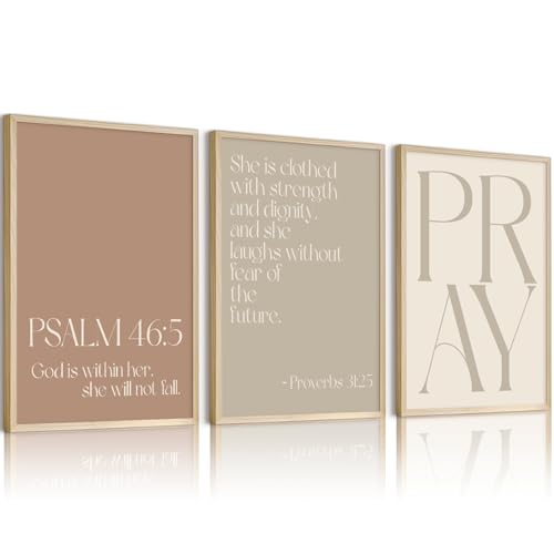 Neutral Christian Wall Art Bible Verses Canvas Wall Decor Scripture Pictures Minimalist Religious Posters Inspirational Prints Modern Painting for Bedroom Living Room 12x16 Inch Unframed Set of 3 - color: Neutral Christian - Prints, size: 12x16 Inch