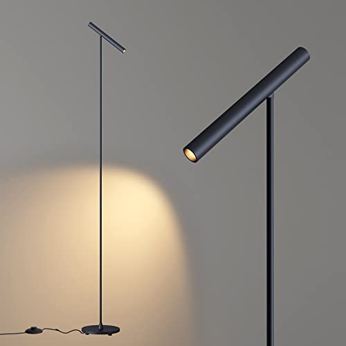 Floor Lamps for Living Room, 66" Modern Floor Lamp LED Standing lamp with Foot Switch 6W Warm Light Tall Lamp for Bedroom, Office, Study Room, Home, Lamp Head Adjustable - color: Black